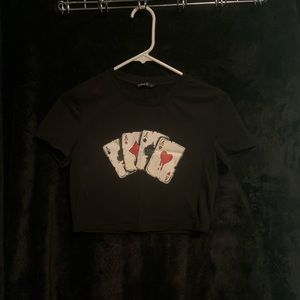 Black cards crop top